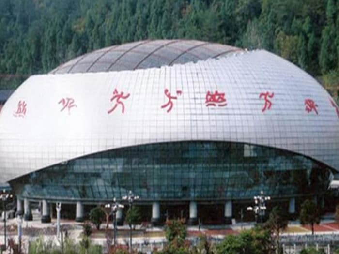巴中体育中心球形网架加工安装
